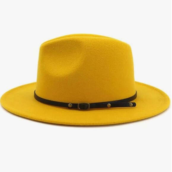 Yellow Wool Hat with Belt Buckle - Picture 5 of 5